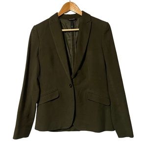 Massimo Dutti Dark Green Blazer with V Neck, Size 6
